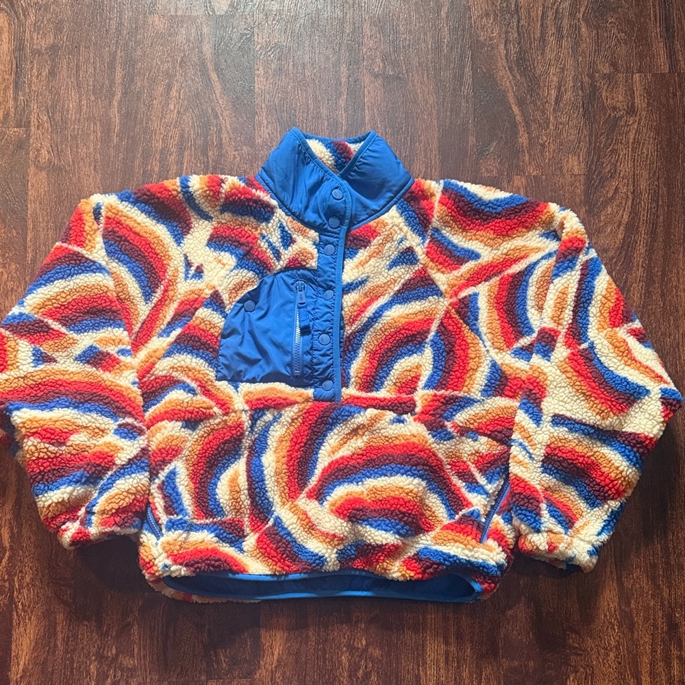 Free People hit the slopes Multicolor Fleece Jacket size small